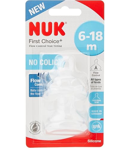 Tettarelle NUK First Choice Anticoliche Per Biberon, 6+ Mesi, In Silicone, Con Controllo Flusso, Confezione Da 2