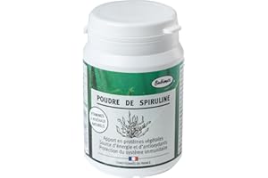 Bubimex - Poudre de Spiruline - Complément Alimentaire 100% Naturel pour Chiens et Chats - Riche en Vitamines et Minéraux - Apport d'Energie, Soutien du Métabolisme et du Système Immunitaire - 60g