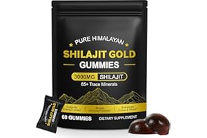 GENERISCH Shilajit Gummies für Männer & Frauen, 3000mg Gold Shilajit Pure Himalayan Gummibärchen, Unterstützt die Energie & Stärkt das Immunsystem, Verbessert die Konzentration, Glutenfrei (60 Gummies)