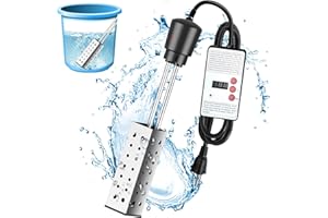 DEVENIRRICHE 2500W Water Heater, Portable Electric Electric Immersion Water Heater with Intelligent Thermostat, Auto Shutoff