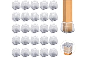 KEWUZY 35pcs Carré Protection Pied de Chaise Silicone,Protections de Sol en Silicone Transparent, pour Anti-Rayures et Réduit Le Bruit Patin Chaise, Grand (30-45 mm)