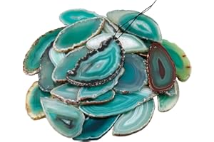 mookaitedecor 12 Stück Natürliche Geode Achat Scheiben Anhänger für Schmuckherstellung, unregelmäßige poliert Top gebohrte geschnittene Achat Platten