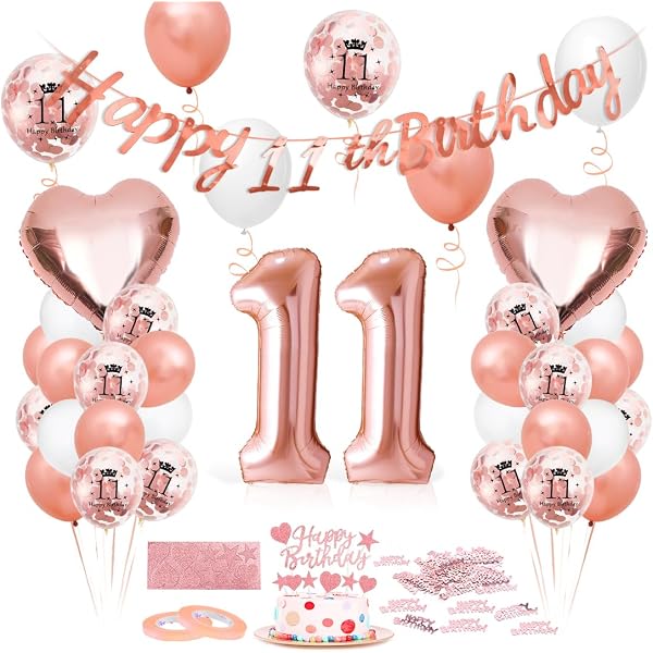 11. Geburtstag Krone & Schärpe Set Für Mädchen – Roségold Strasskrone Mit Verstellbarem Kamm, Glitzerschärpe, Geburtstagsdeko