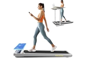 ‎TOPUTURE 2 in 1 Electric Treadmill, Walking Pad Laufband für Zuhause, 10km/h Elektrisches Laufband mit LED, 2.25HP Under Desk Schreibtisch Treadmill, Fernbedienung und App, Doppelter Stoßdämpfung