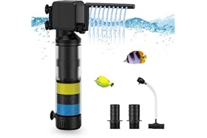 OMECO Aquarium Filter Internal Filter Small 1200L/H Aquarium Filter Pump Quiet 20W Adjustable Aquarium Filter with Oxygen Supply and Filtration Accessories Aquarium Filter 60L 100L 200L Sweet and Sea