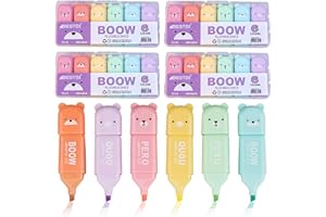 ASFRODE Delamiya Set di 30 mini evidenziatori pastelli, simpatici cartoni animati, per bambini, adulti, diario, libri da colorare, studenti, articoli per la scuola