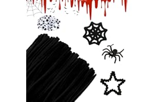 APKOL 200 Stück Pfeifenputzer zum Basteln, Schwarz Pfeifenreiniger zum Basteln, 30cm Chenilledraht, Bastel, Pfeifenreiniger Chenilledraht Pfeiffendraht für DIY und Basteldeko,Halloween Deko