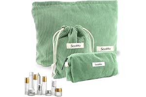 Casenly Kosmetiktasche, 3 Stück Kulturtasche Multifunktionaler Kulturbeutel Schminktasche Tragbarer Waschbeutel aus Cord Reise Waschtasche Make up Tasche für Damen Mädchen