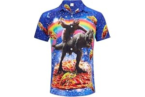 ALISISTER Męska hawajska koszula, nadruk 3D, na co dzień, na plażę, na wakacje, koszulka z krótkim rękawem