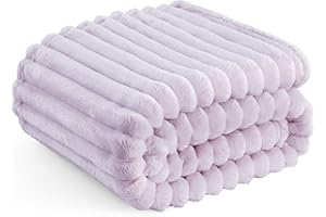 BEDSURE Przytulny koc polarowy, miękki, ciepły, gruby, sztruksowy, przytulna narzuta na łóżko i kanapę, lawendowy, 150 x 200 cm