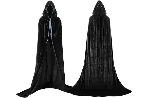Proumhang Negro Largo Capa con Capucha Terciopelo Disfraz de Halloween para Mujeres Hombres Halloween Carnaval Navidad Fiesta Disfraces