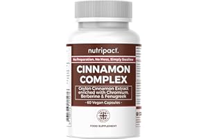 Nutripact Ceylon Cinnamon Capsules (not Tablets) with Chromium & Fenugreek - High Strength 4750mg per Serving - Blood Sugar Support Supplement - 60 Vegan Capsules