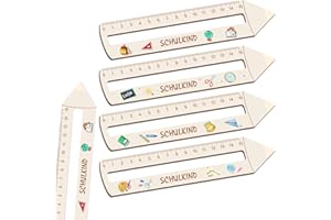 SKDFHOD Set di 4 Righelli da Lettura in Legno Righello, Personalizzata Strumenti, Legno Strumento Lettura e Personalizzato, Regalo Bambino Regalo Inizio Scuola