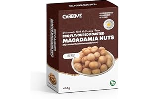 CAREEMZ Noci di macadamia tostate aromatizzate al barbecue (450 g), sigillate sottovuoto per freschezza, il miglior snack gourmet