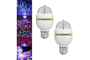 NICWHITE RGB Color Changing LED Lights Bulb Rotating Disco Ball Light Strobe Light Bulb Stage Lights Bayonet Fitting E27, for Disco Birthday Party Club Bar Indoor Outdoor Parties (2)