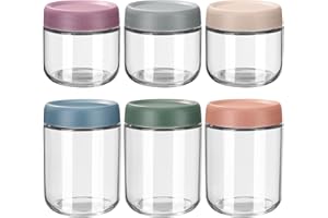 Mexgcom 6 Stück Overnight Oats Gläser, 300-500ML Einmachgläser mit Schraubdeckel für Salat, Chutney, Joghurt, Pudding, Hausgemachte Marmelade, Kaffeebohnen, Gewürzen