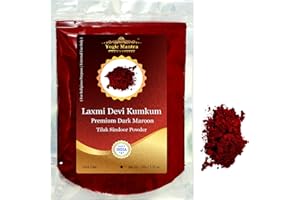 Yogic Mantra Kumkum en polvo (100 g bolsa resellable) Premium color granate oscuro perfumado Sindoor Ceremonial Mark – Laxmi Devi Hindu Pooja, Bridal Tilak, Suhag Tikka, Indian Rakhi & Puja Religious