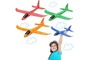 Dekewe Avion Planeurs Enfant, Planeur en Mousse, de Lancer Manuel pour Enfants, Avion en Mousse pour Enfants, Jouets de Sports de Plein Air pour Enfants, Bleu + Rouge + Orange + Vert