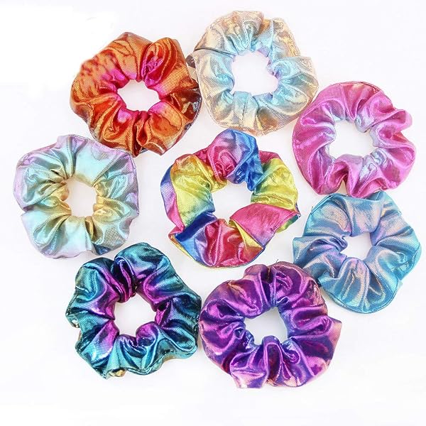 8 Neon-Haargummis Im 80s Style – Knallige Farben, Weiches Voile, Für Party & Alltag