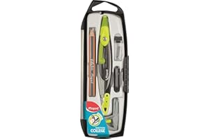 Maped - Compas Métal Open Mine - Coffret 5 pièces - 1 Compas Mine + 1 Bague Universelle + 1 Crayon + 1 Taille-Mines + 1 Etui-Mines - Accessoires Interchangeables - Compas Collège - Vert