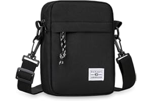 ANPTER Borsa a tracolla da uomo piccola borsa a tracolla leggera mini borsa a tracolla unisex per il lavoro, la scuola, i viaggi, l'uso quotidiano (Nero Borse a spalla da uomo)