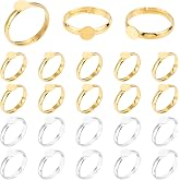 Pandahall 40pcs Gold and Silver Plated Adjustable Ring Rings with Flat Base 6 mm 20 Pieces of Gold and 20 Pieces of Silver