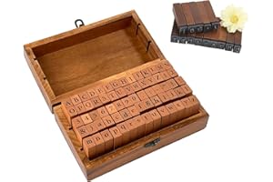 OFKP Gearmax® Legno Rubber Stamp Box - Vintage Style-Diary Francobolli 70 Pezzi Numero Stamp Lettera e Il Numero identificativo Impostato