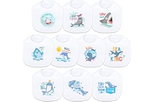 Hakochia Waterproof Baby Bibs for Boys and Girls, Soft and Absorbent 4-Layer Cotton Baby Bandana Bibs With Adjustable Snaps for Infants Newborn Feeding, Teething, Drooling,0-36 Months,10-Pack