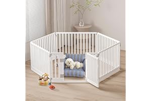 Gupamiga Parque para cachorros, plegable, con puerta, para apartamento, fijo y liso, fácil instalación, color blanco (178 x 153 cm)