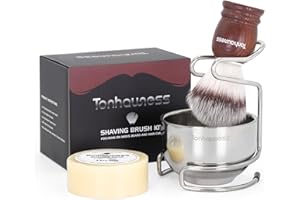 Tonhawness Shaving Brush Kit for Men, 4 in 1 Shaving Brushes Set Includes Nylon Bristle Shave Brush, Shaving Bowl & Stand and Shaving Soap Kit for Men’s Shave Gift