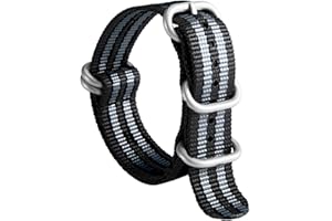 BINLUN Correa de Reloj de Nylon Military G10 Ballistic Nailon Bandas Multicolor para Hombres Mujeres 18mm 19mm 20mm 21mm 22mm 23mm 24mm con Hebilla de Acero Inoxidable Plateado/Negro