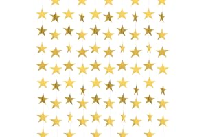 Elegaperma 10-pack glitter stjärnor girlang, stjärngirlang guld, 7 x 7 cm | Guldstjärngirlang av kartong, hängande dekoration stjärna för festligheter, stjärna krans