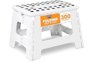 Utopia Home Składany Taboret - Wysokość 23 cm dla Dzieci i Dorosłych, Nośność 136 kg (Biały, Opakowanie 1 szt.)