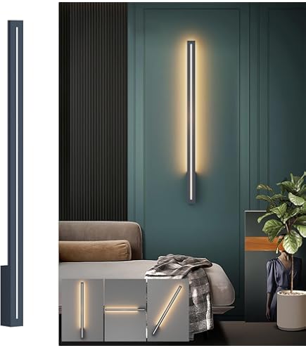 LED Wandlamp Buiten/Binnen Lange Buitenwandlamp Antraciet, IP67 Waterdicht Wandlamp Aluminiumlegering Zwart Buitenverlichting Modern Wandverlichting Voor Tuin, Villa, Warm Licht,125 * 5cm,39w