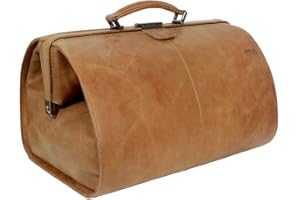 LEDERSHOP24 Greenland Nature Arztkoffer Doktorkoffer Arzttasche Doktortasche Hebammentasche Doc Case Koffer Natur/beige oder braun aus feinstem Leder - Geschenkset