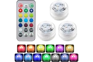 PRETTI 3 Pcs Mini Submersible LED Lights with Remote Control Waterproof RGB Colour Changing Tea Light for Ponds Pools Aquariums Fountains Gardens Party Decorations Battery Operated LED Pond Lights