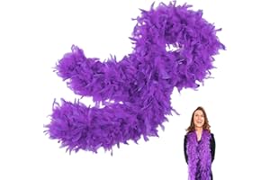 POPOYU Boa de plumas moradas para mujer y niña, 80 g, 2 m, 2 m, color morado, sujeción para carnaval en calle, cumpleaños, conciertos, carnaval, decoración de mesa, Halloween, fiesta de Navidad