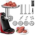 AMZCHEF Metal Food Grinder Attachment for Slow Juicers ZM1501&GM3001-Stainless Steel Accessories includes 3 Sausage Stuffer Tubes, 3 Grinding Blades&Plates and 1 Cleaning Brush, Rust-proof and Durable
