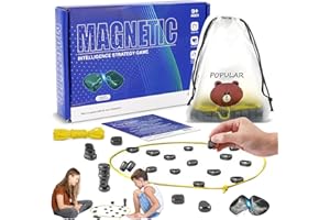 HZMJDHZM Jeu D'échecs Magnétique, Jeu Société D'échecs à Effet Magnétique, Jeu de Plateau en Pierres Magnétiques, Magnetic Chess Game Portable pour Voyage, Fête, Réunions Famille (B)