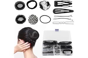 alwaiiz 70 Pièces Accessoires de Coiffure Filet Cheveux Kit, Inclure Filet a Chignon, Epingle à Cheveux, Elastique Cheveux et Boîte, Kit Chignon Danse Classique Fille Pour la Danse, le Yoga