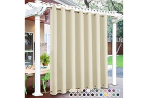 Rideaux dextérieur Imperméables, 1 pièce taille personnalisée rideau dextérieur Coupe-Vent et Protection UV Rideaux occultants, 24 couleurs Rideaux dextérieur pour jardin pour Jardin, Cour, Balcon