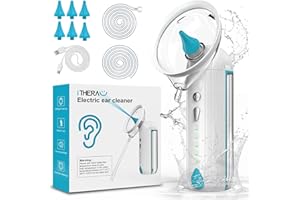 ‎I THERAU iTHERAU Ohrenschmalz Entferner, Elektrisches Ohrenreiniger mit 4 Druckmodi, Wiederaufladbar Ohrreiniger für Erwachsene Kinder, IPX7 Wasserdicht, Auto Entleerung, Ohren Reinigung mit 6 Spitzen