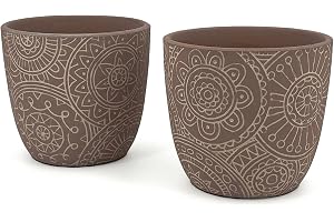 Vimin Box Par dekorerade kaffedekorerade lerkrukor | Diameter 12,5 cm