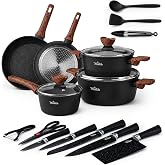 La Moustache &ndash; Battery 8 Pieces, 5 Knives, Peeler and Scissors (Callao) | 2 frying pans &Oslash;20/24 cm, 3 pots &Oslash;6.3/7.9/24 cm, 3 l