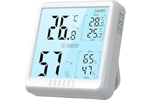 DOQAUS Cyfrowy Termometr Wewnętrzny Higrometr Profesjonalny Termo-higrometr środowiskowy z Dużym Ekranem LCD, 5s Szybka Reakcja na Pomiar Temperatury i Wilgotności dla Domu i Biura