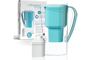 Jarra Filtradora de Agua Alkanatur Drops con Filtro - Depura + Hidrogena + Ioniza + Aporta Magnesio Elimina Metales + Bacterias - Normativa UNE 149101:2015 Capacidad 1.4L Libre de Tóxicos - ALKANATUR