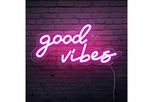 MEDE Good Vibes Neon Sign,Neon Light Powered by USB with Switch, Pink Led Neon Light Sign for Bedroom,Wall Decor,Game Room,Party, Bar Decor-16.1 * 8.2" (good vibes-pink)