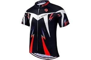 X-TIGER Magliette da Ciclismo da Uomo T-Shirt Corta Top Abbigliamento Maglie da Ciclismo Camicia da Mountain Bike MTB Traspirante e Assorbente dal Sudore Asciugatura Rapida
