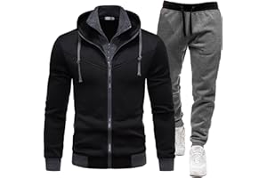 MEAUNZYL Tuta Uomo Tuta Sportiva Da Uomo 2 Pezzi Giacca Felpa Con Cappuccio A Maniche Lunghe E Pantaloni Da Jogging Suit Felpata Tuta Da Ginnastica Uomo Invernale Tuta Abbigliamento Sportiva Tuta Completa