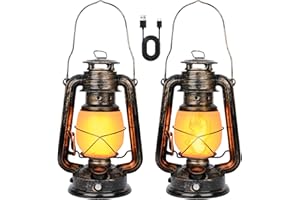 Weinsamkeit 2 Piezas Farolillos Exterior, LED Lantern Vintage Luz Colgante, Lámpara de Camping con Efecto Llama, IP65 Impermeable Luces de Camping, para Fiesta Boda Jardín Casa Lawn